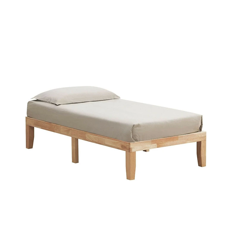 Twin Rubber Wood Platform Bed Frame, Slat Support