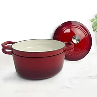 JS GOURMET Casseroles en fonte émaillée empilables, ensemble de 3 - Rouge