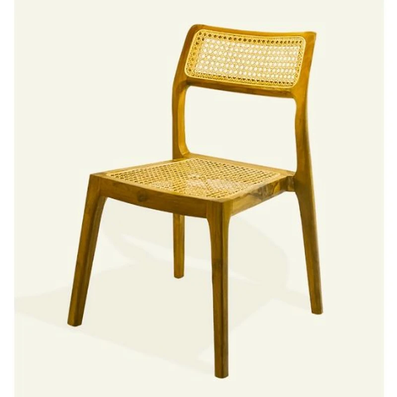 Ricky Teak and Rattan Dining Table Chair