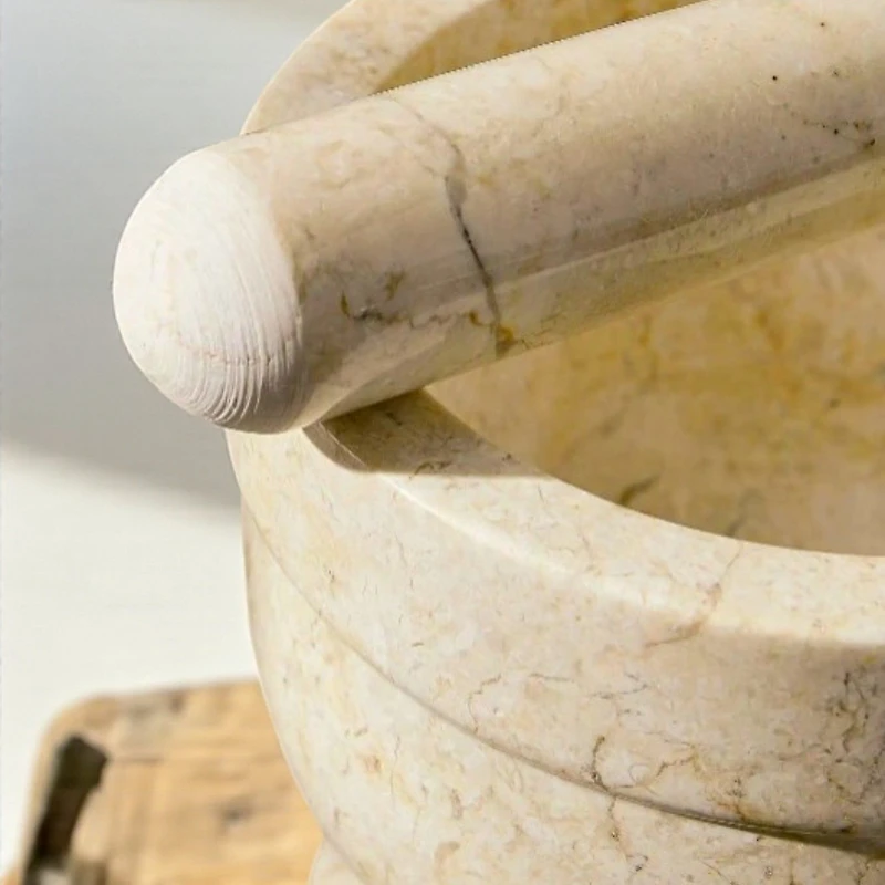 Mortier et pilon en marbre – Blanc  
