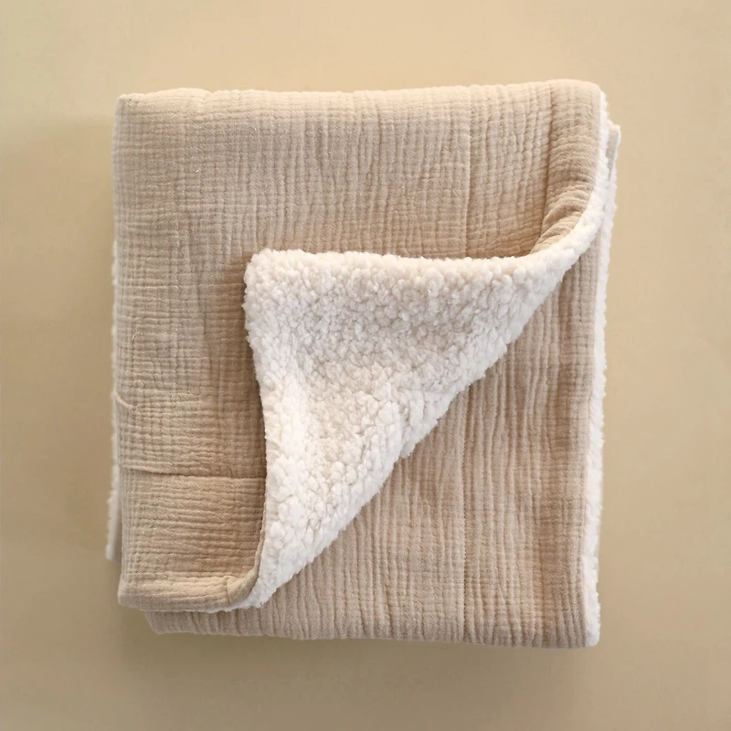 Couverture en mousseline et sherpa