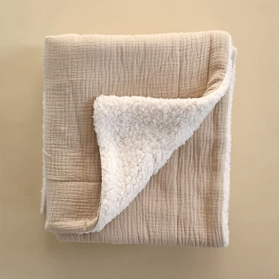 Couverture en mousseline et sherpa