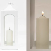 Lantern with 8" Led Light - White