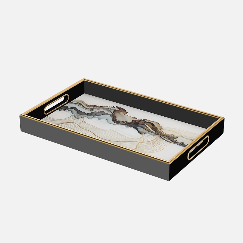 Savoy Gold Trim Rectangular Tray - Small