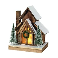 Wood Tabletop Chalet withLED Light