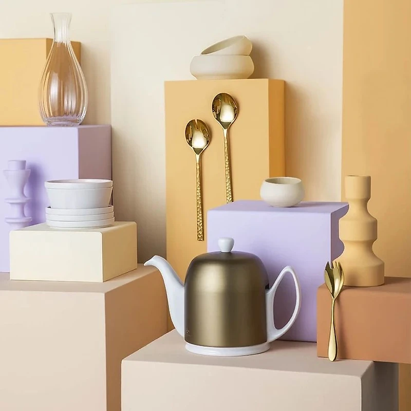 Salam White Tea Pot With Bronze Aluminium Lid - 4-cup by Degrenne Paris