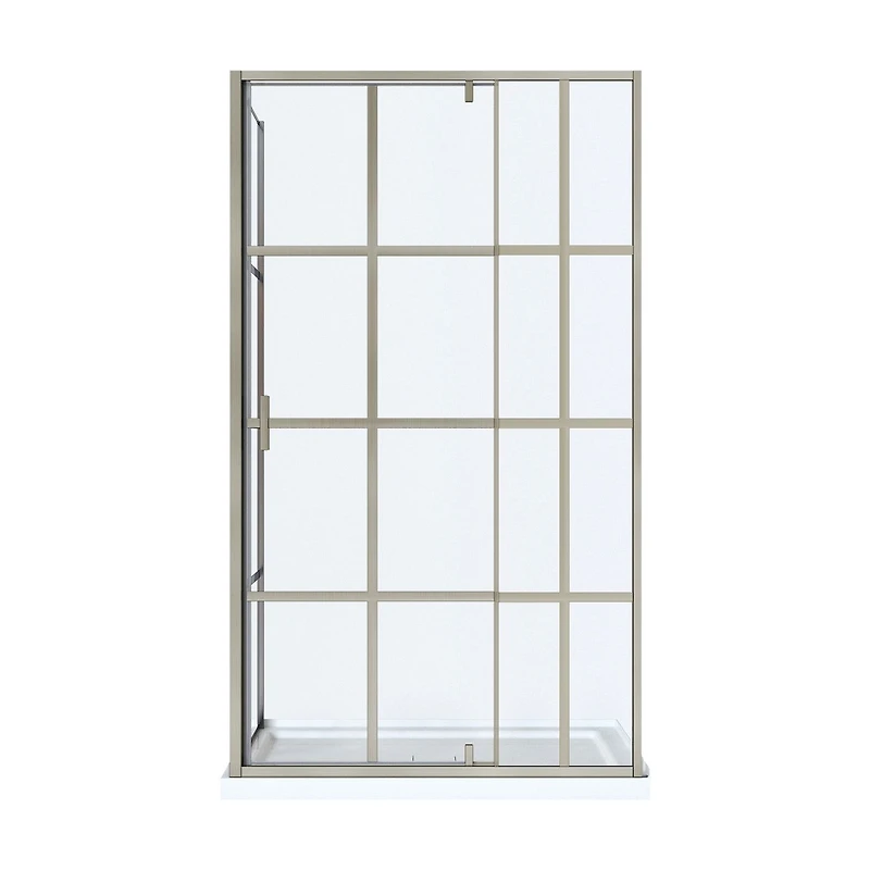 Nexora Porte de douche pivotante d’angle avec base – Nickel brossé