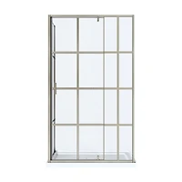 Nexora Porte de douche pivotante d’angle avec base – Nickel brossé