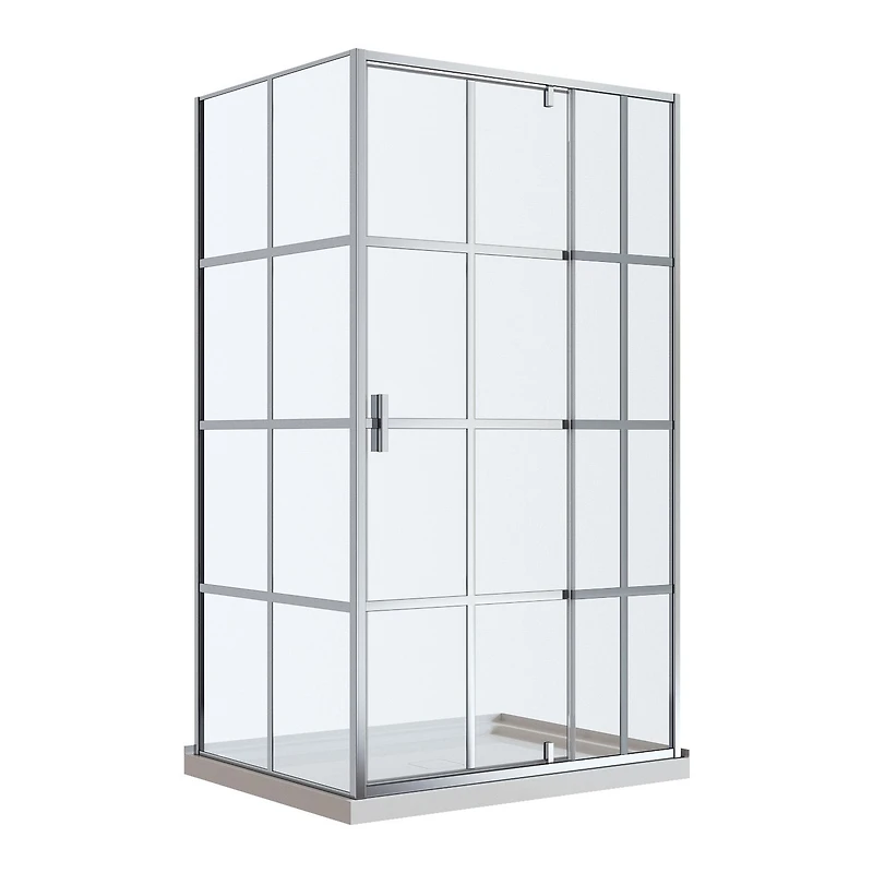 Nexora Corner Pivot Shower Door and Base - Chrome