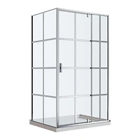 Nexora Corner Pivot Shower Door and Base - Chrome