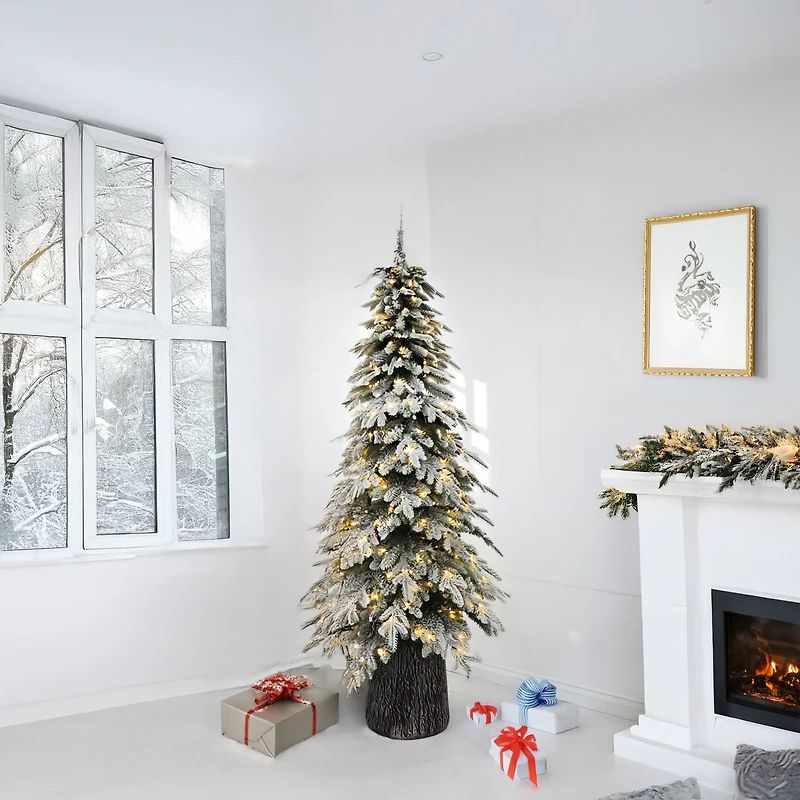 Sapin de Noël «Whistler White» avec LED - 7,5 pi