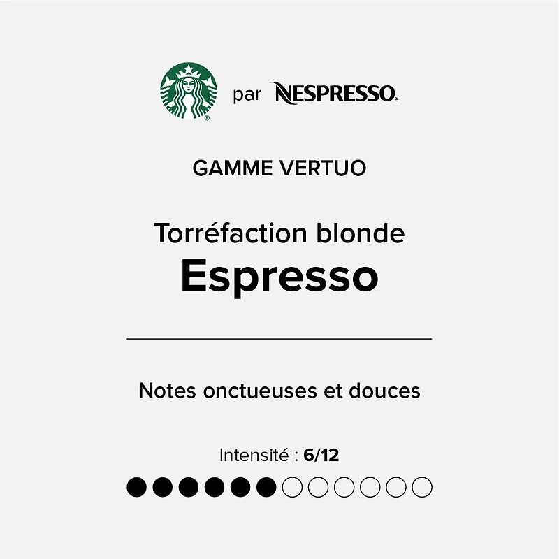 Capsules Starbucks® torréfaction blonde Espresso pour Nespresso® Vertuo