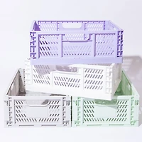 Set of 4 Large Folding Storage Crates - Lavender