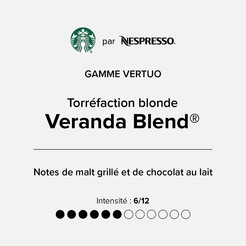 Capsules Starbucks® Veranda Blend pour Nespresso® Vertuo
