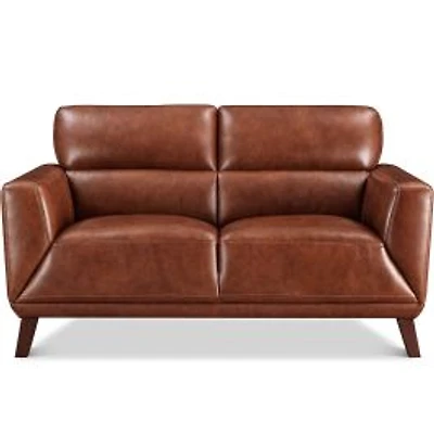 Jake Leather Loveseat - Brandy