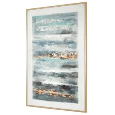 Blue Ribbons Hand Painted Framed Canvas