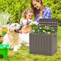 30 Gallon Deck Box Storage Seating Container, Lockable Lid - Light Brown