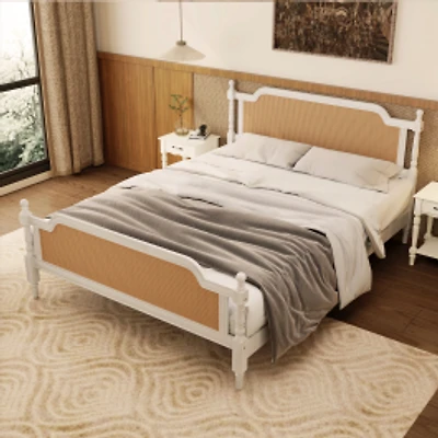 Traditional Rattan King Bed Frame