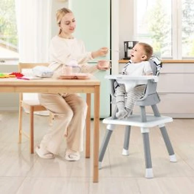 6-in-1 Convertible Baby High Chair - Gray & White