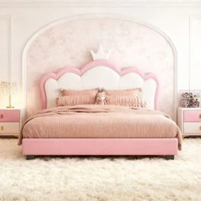 Princess Bed with Crown Headboard - Full Size