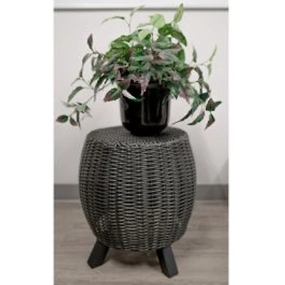 Lisa Wicker Stool End Table – Black