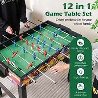 12-in-1 Combo Game Table Set, Foosball Air Hockey Pool Chess and Ping Pong