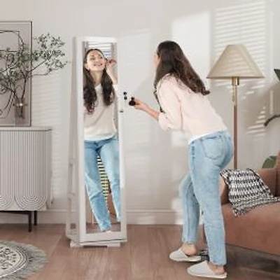 Lockable Jewelry Armoire with Mirror
