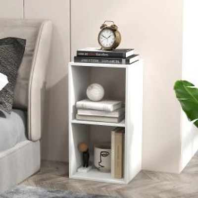 2 Cube Bookshelf, Back Guardrail for Living Room Bedroom - White