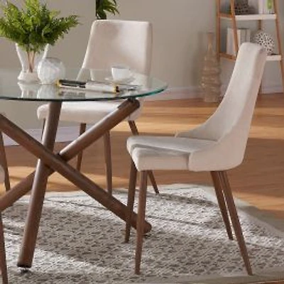 Cora Upholstered Side Chair - Beige Fabric/Walnut