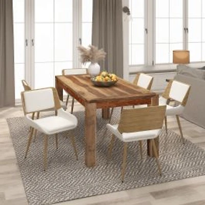 Hudson Upholstered Side Chair - Beige Fabric/Natural Finish