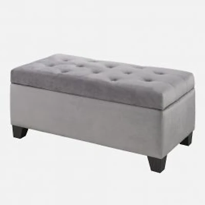 Grand pouf de rangement capitonn