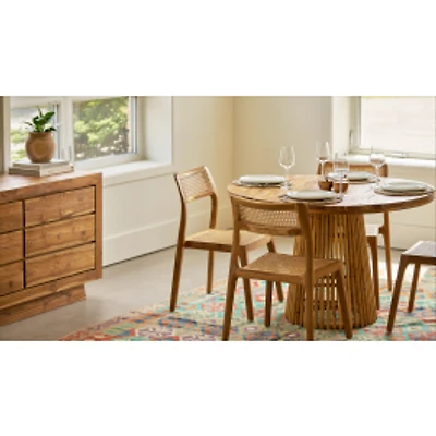 Ricky Teak and Rattan Dining Table Chair