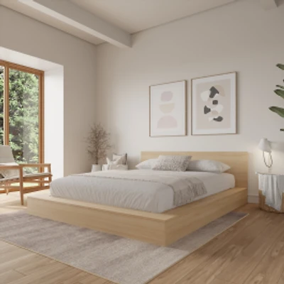 Kyle Low Platform Bed Set - Natural Blonde Oak