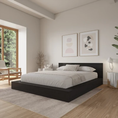 Kyle Low Platform Bed Set - Black Karisma