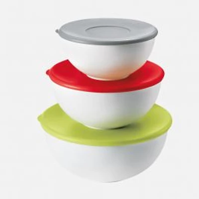 Guzzini Set of 3 White Containers with Coloured Lids
