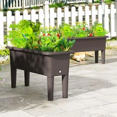 2-Piece Raised Garden Beds Self-Watering Planter Box, Detachable Legs and Drainage Hole