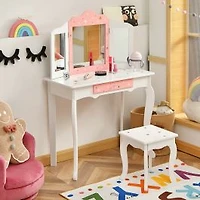 Kids Princess Vanity Table and Stool Set