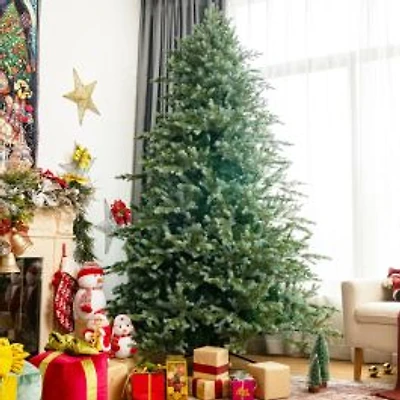 Hinged Artificial Christmas Spruce Tree with Mixed PE and PVC Tips - 8 ft