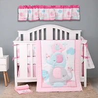 5-Piece Newborn Crib Bedding Set - Pink Elephant