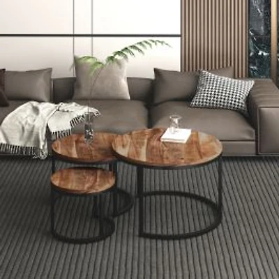 Darsh 3-Piece Coffee Table Set - Natural/Black