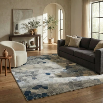 Joni Stone Mosaic Contemporary Indoor Area Rug, Grey