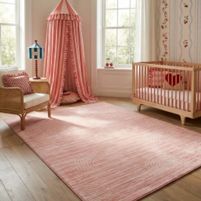 Luma Geometric Modern Kids Area Rug, Pink