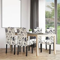 Set of 2 Tufted Upholstered Dining Chairs-Black and White