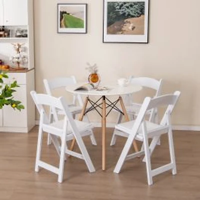 Resin Folding Chairs with Padded Seat, Set of 4