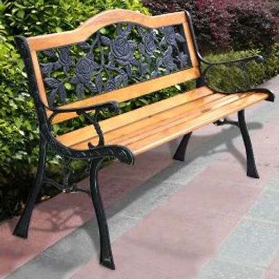 Outdoor Cast Iron Patio Bench Rose