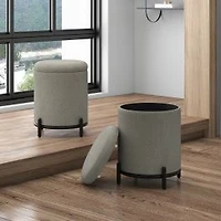 Castor Pouf de rangement - Gris chaud/noir