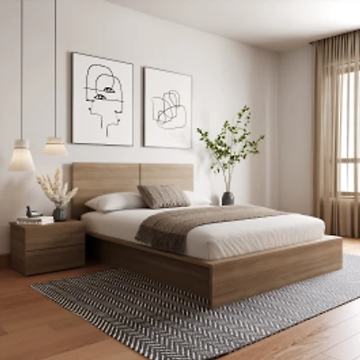 Joey 3-Piece Bedroom Set - Brown Oak