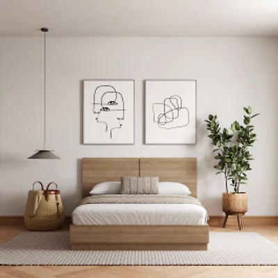 Madrid Platform Bed Set - Brown Oak
