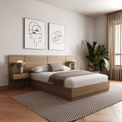 Madrid 4-Piece Platform Bedroom Set - Brown Oak