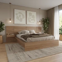 Ensemble de chambre 4 pièces Joey avec tables de nuit flottantes